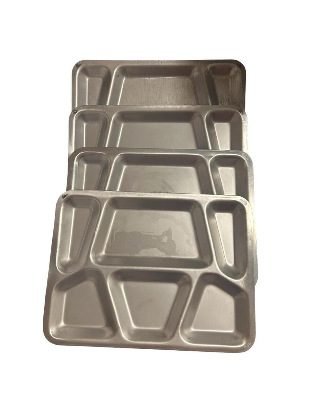 Vintage Nash Metalware Aluminum Compartment‎ Lunch Trays Set of 4